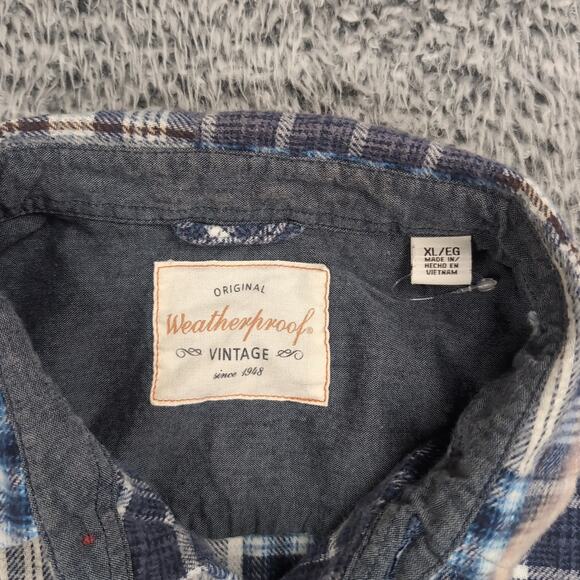 Weatherproof Vintage Shirt Men Extra Large Blue Flannel Lumberjack Casual Button - Picture 2 of 6
